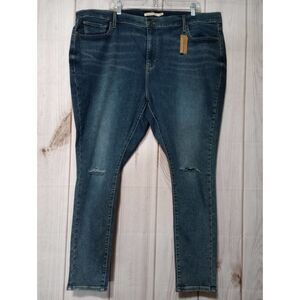 Levis 720 High‎ Rise Super Skinny Jeans Blue Distressed Plus Size 26W 57750-0077